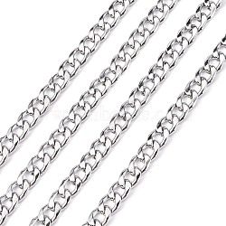 3.28 Feet 304 Stainless Steel Cuban Link Chains, Chunky Curb Chains, Unwelded, Stainless Steel Color, 6mm(X-CHS-G010-02P)