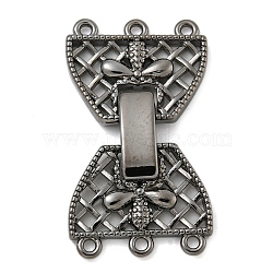 Brass Fold Over Clasps, Bowknot, 5-Strand, 10-Hole, Gunmetal, 28x16mm, Hole: 1.2mm(KK-N254-117B-02)