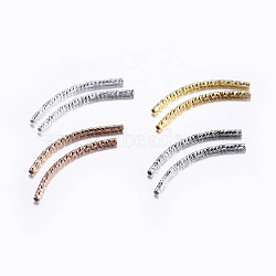 Brass Tube Beads, Faceted, Curved, Mixed Color, 34x2mm, Hole: 1mm(KK-K197-40)