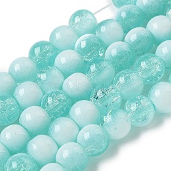 Crackle Glass Beads Strands, Rondelle, Cyan, 8mm, Hole: 1mm, about 108~111pcs/strand, 309.45''(786cm)(GLAA-U001-8mm-02)