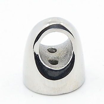 304 Stainless Steel Cord Ends, Stainless Steel Color, 9x8mm, Hole: 1~5x4mm
