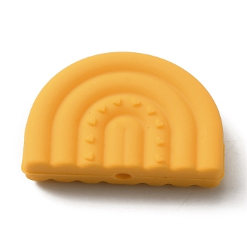 Food Grade Eco-Friendly Silicone Beads, Arch, Orange, 21x32x8.5mm, Hole: 3mm