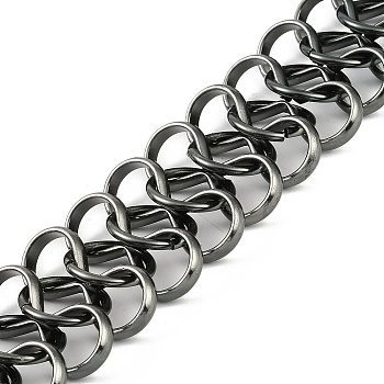 Rack Plating Aluminium Chain, Gunmetal, 39x16.2x4.2mm, about 6.56 Feet(2m)/Roll