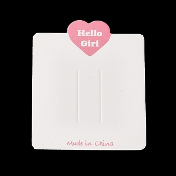 Cardboard Hair Clip Display Cards, Rectangle with Heart, White, 7.6x6.4x0.04cm
