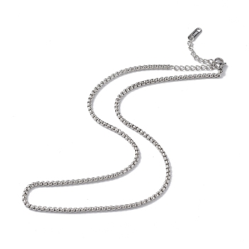 304 Stainless Steel Box Chain Necklace for Men Women, Stainless Steel Color, 15.98 inch(40.6cm)