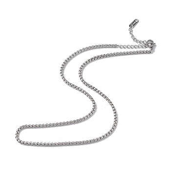 Non-Tarnish 304 Stainless Steel Box Chain Necklace for Men Women, Stainless Steel Color, 15.98 inch(40.6cm)