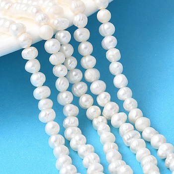 Natural Cultured Freshwater Pearl Beads Strands, Potato, Grade A++, Snow, 4~5mm, Hole: 0.6mm, about 84~87pcs/strand, 14.09''~14.96''(35.8~38cm)