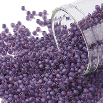 TOHO Round Seed Beads, Japanese Seed Beads, (928FM) Purple Lined Amethyst Matte, 11/0, 2.2mm, Hole: 0.8mm, about 5555pcs/50g