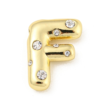 Brass Micro Pave Clear Cubic Zirconia Pendants, Long-Lasting Plated, Cadmium Free & Lead Free, Real 18K Gold Plated, Letter A~Z, Letter F, 18~19x11~21x5mm, Hole: 2.8~3x1.8~2mm