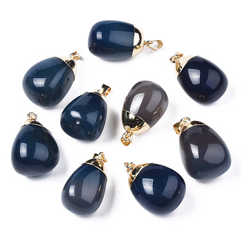 Natural Agate Pendants, with Brass Findings and Iron Pinch Bail, Trapezoid, 32~35x18.5~21.5x19.5~22mm, Hole: 4x6mm