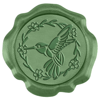 50Pcs Adhesive Wax Seal Stickers, Envelope Seal Decoration, For Craft Scrapbook DIY Gift, Olive Drab, Bird, 30mm