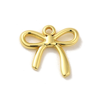304 Stainless Steel Pendants, Bowknot Charm, Real 18K Gold Plated, 18.5x20.5x3mm, Hole: 2mm