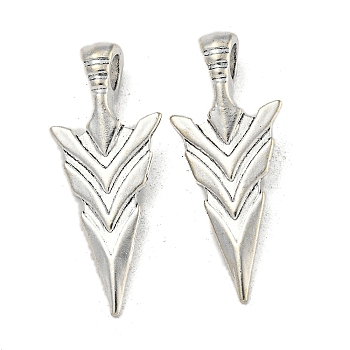 Tibetan Style Alloy Pendants, Cadmium Free & Lead Free, Arrow, Antique Silver, 46x19x9mm, Hole: 6mm, about 160pcs/1000g