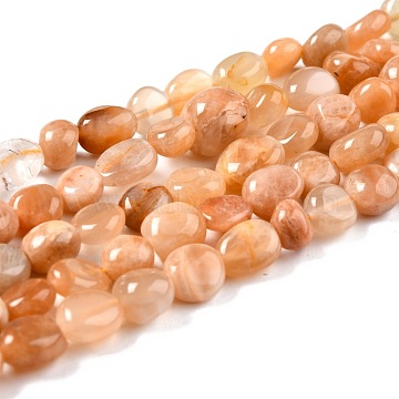 Natural Sunstone Beads Strands, Nuggets, Tumbled Stone, 8~11x7.5~9x4.5~7mm, Hole: 0.8mm, about 42pcs/strand, 15.94''(40.5cm)(G-G018-18A)