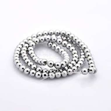 Round Non-magnetic Synthetic Hematite Beads Strands(G-P061-62P)-2