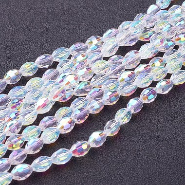 8mm White Oval Electroplate Glass Beads
