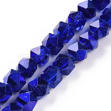 Medium Blue Polygon Glass Beads