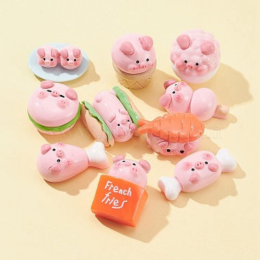 10Pcs 10 Styles Opaque Resin Cute Pig Imitation Food Decoden Cabochons(CRES-FS0001-13)-6