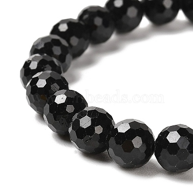 Эластичные браслеты из натурального черного турмалина с бусинами(BJEW-K233-01B-03)-3