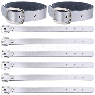 Silver Leather Luggage Straps