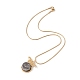 Natural Quartz Snake with Flat Round Pendant Necklace with 304 Stainless Steel Snake Chain(NJEW-K244-12G)-3