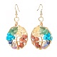 Natural & Synthetic Mixed Gemstone Chips Braided Ring with Tree of Life Dangle Earrings(EJEW-JE04878-03)-2