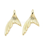 Brass Pendants, Fishtail Charms, Long-Lasting Plated, Cadmium Free & Lead Free, Rack Plating, Real 18K Gold Plated, 30x15x6mm, Hole: 5.5x3mm(KK-C257-05G)