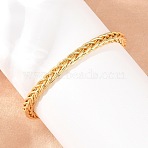 Brass Wheat Chain Cuff Bangles for Women, Cadmium Free & Lead Free, Long-Lasting Plated, Rack Plating, Real 18K Gold Plated, Inner Diameter: 2.24x1.81 inch(5.7x4.6cm)(BJEW-P397-01G)