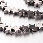 Electroplate Non-magnetic Synthetic Hematite Bead Strands, Star, Silver Plated, 6x6x2~3mm, Hole: 1mm, about 87~90pcs/strand, 14.7~15 inch(G-F300-24B-01)