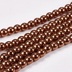 Electroplate Non-magnetic Synthetic Hematite Beads Strands, Round, Grade AAAA, Copper Plated, 4mm, Hole: 1mm, about 100pcs/strand, 16 inch(G-J169A-4mm-01)