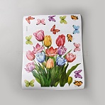 Rectangle with Tulip Pattern PVC Waterproof Window Stickers, Self-Adhesive Decals, for Window or Home Decoration, Colorful, 498x300x0.3mm(AJEW-WH20067-030)