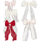 5Pcs 5 Colors Cloth Bowknot Hair Barrettes, Hair Accessories for Women & Girls, Mixed Color, 270~360x125~210x7~20mm, 1pc/color(PHAR-SP0001-14)