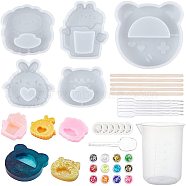 DIY Doll Shaker Molds, Silicone Quicksand Molds,Resin Casting Molds , For UV Resin, Epoxy Resin Craft Making, with Plastic Transfer Pipettes & Measuring Cup & Spoons, Latex Finger Cots, Nail Art Sequins, Mixed Color, 63x63x10mm, 1pc(DIY-PH0004-92)