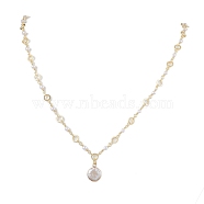 Natural Baroque Pearl Necklaces, Brass Handmade Beaded Chain Necklaces, Golden, 25.63 inch(651mm)(NJEW-JN04891)