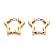 304 Stainless Steel Star Huggie Hoop Earrings, Golden, 14x18.5x3mm, Pin: 1mm(STAS-J033-07G)
