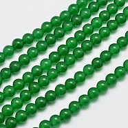 Natural & Dyed Malaysia Jade Bead Strands, Round, Green, 6mm, Hole: 0.8mm, about 64pcs/strand, 15 inch(G-A146-6mm-A06)