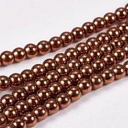Electroplate Non-magnetic Synthetic Hematite Beads Strands, Round, Grade AAAA, Copper Plated, 4mm, Hole: 1mm, about 100pcs/strand, 16 inch(G-J169A-4mm-01)