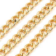 Oxidation Aluminum Diamond Cut Chains, Cuban Link Chains, Unwelded, with Spool, Golden, 11.5x8x2mm, about 98.43 Feet(30m)/Roll(CHA-D001-15G)