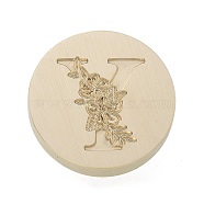 Golden Plated Round Shaped Wax Seal Brass Stamp Head, for Wax Seal Stamp, Letter Pattern, Letter Y, 25.5x14mm, Hole: 7.5mm(STAM-S001-01G-25)