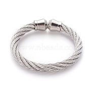304 Stainless Steel Cuff Bangles, Torque Bangles, Stainless Steel Color, 2-1/8 inch(5.5cm)(BJEW-L642-30P)