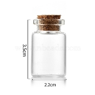 Glass Bottle, with Cork Plug, Wishing Bottle, Column, Clear, 2.2x3.5cm, Capacity: 7ml(0.24fl. oz)(CON-WH0085-70B)