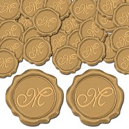 CRASPIRE 100Pcs Adhesive Wax Seal Stickers, Envelope Seal Decoration, For Craft Scrapbook DIY Gift, Goldenrod, Letter M, 30mm(DIY-CP0009-47D)