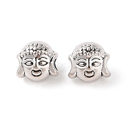 Tibetan Style Alloy Beads, Cadmium Free & Lead Free, Buddha Head, Antique Silver, 7x7.5x6.2mm, Hole: 1.9mm, about 1219pcs/1000g(FIND-C060-022AS)