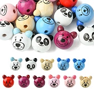 Natural Wooden Beads, Bear & Panda, Mixed Color, 25~27x26~28.5x23.5~25.5mm, Hole: 5mm(WOOD-YW0001-20)