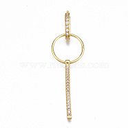 Brass Micro Pave Clear Cubic Zirconia Interlocking Clasps, Nickel Free, Real 18K Gold Plated, 63mm long, Ring: 18x1.5mm, Inner Diameter: 15.5mm, Pendants: 34.5x2.5x3mm, Hole: 1.2mm, Clasps: 16x9x2.5mm, Hole: 0.7mm, Inner Diameter: 5.5x11.5mm(KK-T063-64G-NF)