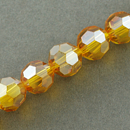 Electroplate Glass Beads Strands, AB Color Plated, Faceted, Round, Dark Goldenrod, 2x3mm, Hole: 0.5mm, about 200pcs/strand, 17.9 inch(EGLA-R016-2mm-16)