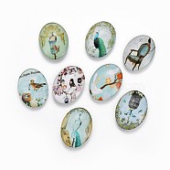 Transparent Glass Cabochons, Oval with Mixed Pattern, Mixed Color, 35x25x6.5mm(GGLA-MSMC002-07)
