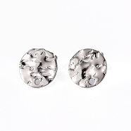 304 Stainless Steel Stud Earring Findings, with Earring Backs, Flat Round, Stainless Steel Color, 10mm, Hole: 1.2mm, Pin: 0.8mm(STAS-T052-38B-P)