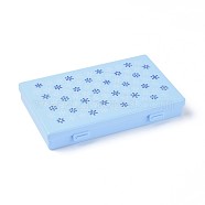 Printing Plastic Boxes, Bead Storage Containers, with Snowflake Pattern, Rectangle, Light Sky Blue, 17.5x11.2x2.7cm(CON-I008-04C-03)