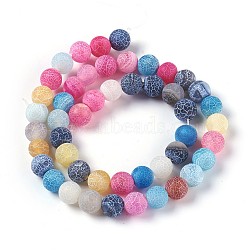 Natural Weathered Agate Beads Strands, Dyed & Heated, Round, Mixed Color, 8mm, Hole: 1.2mm, about 48pcs/strand, 14.37 inch(G-P414-A07)